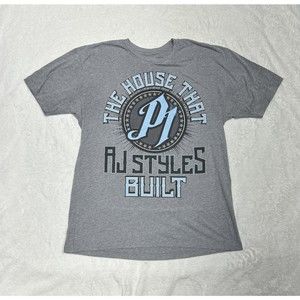 AJ Styles WWE The House That AJ Built Wrestling T-Shirt Gray Men's Size XL
